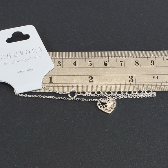 925 Silver Pet Dog Cat Paw Print Heart Bracelet - Picture 2 of 3